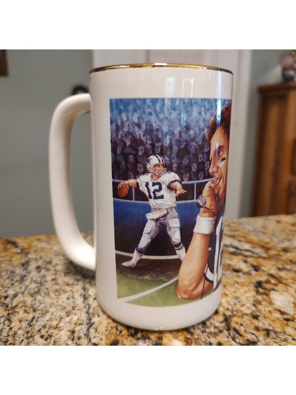 Roger Staubach Best of Football Mug 1987 by Charles Soileau 12 Oz